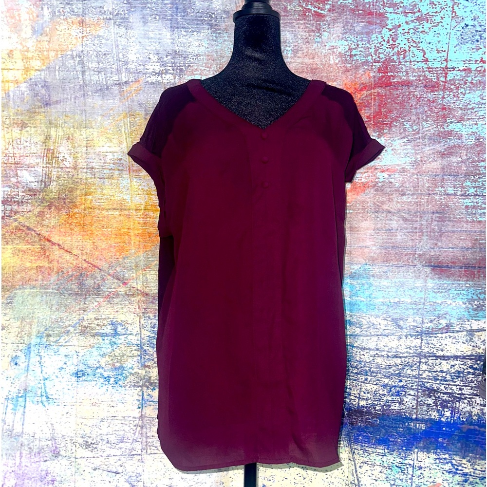 Fortune and Ivy Burgundy short sleeve Shirt size XL
